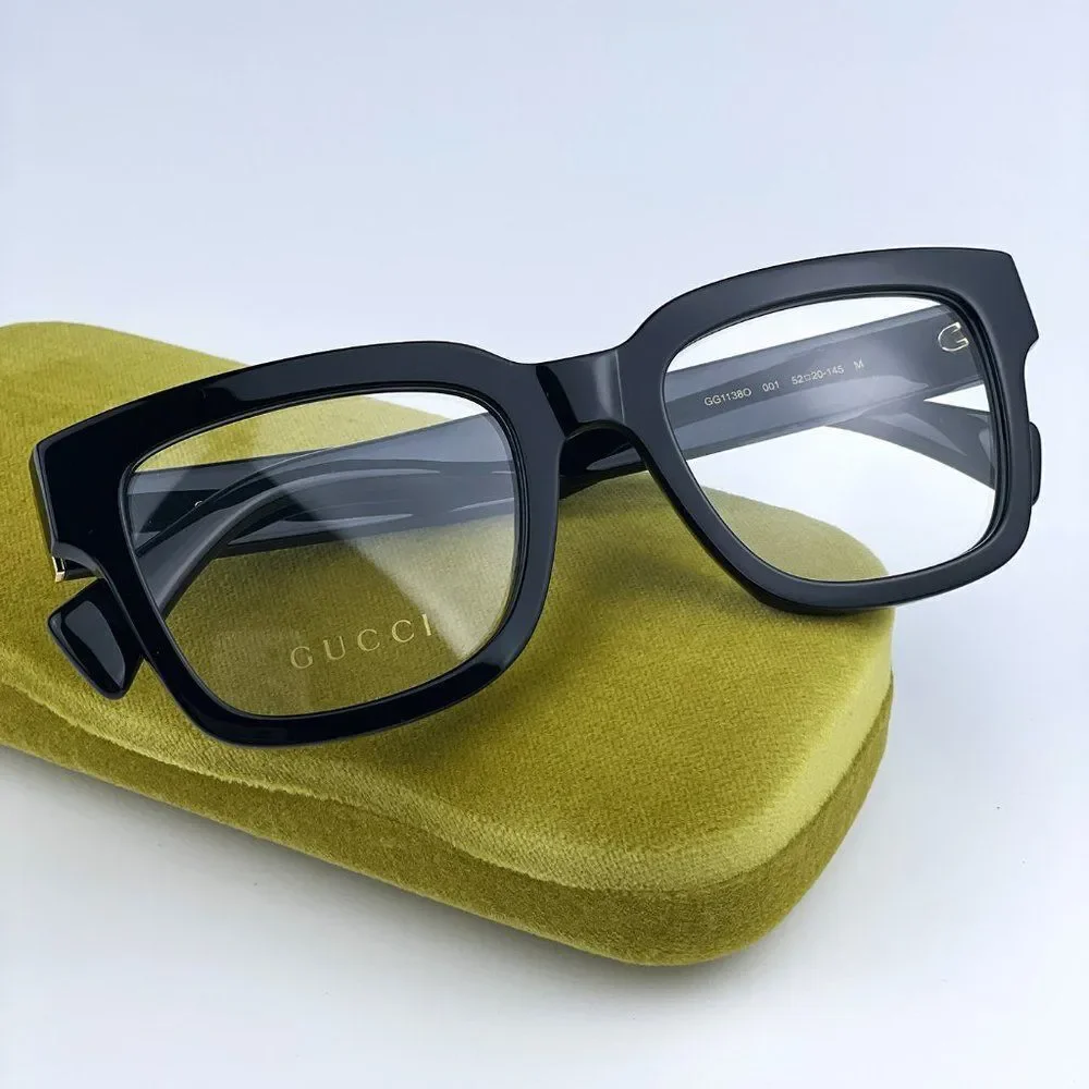 NEW Gucci  GG1138O 001 Black Square Women Eyeglasses